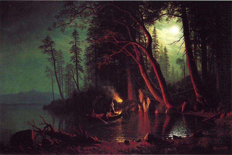 Albert Bierstadt Lake Tahoe, Spearing Fish by Torchlight china oil painting image